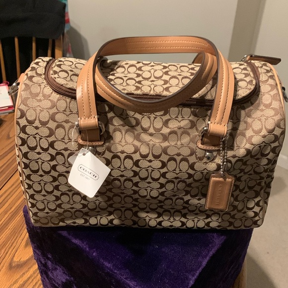 Coach Brown Monogram Satchel with Shoulder Strap NWT! - Picture 1 of 6